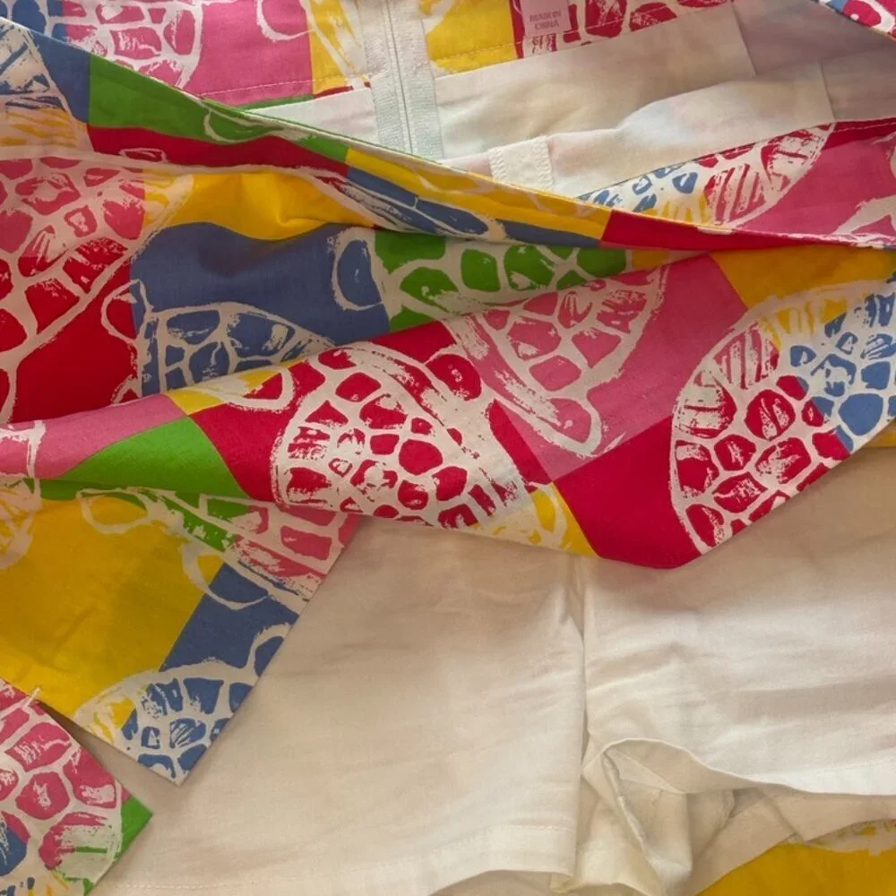 Lilly Pulitzer Rollin' Turtle Colorblock Chino Skort Size 6 HTF Print Women's